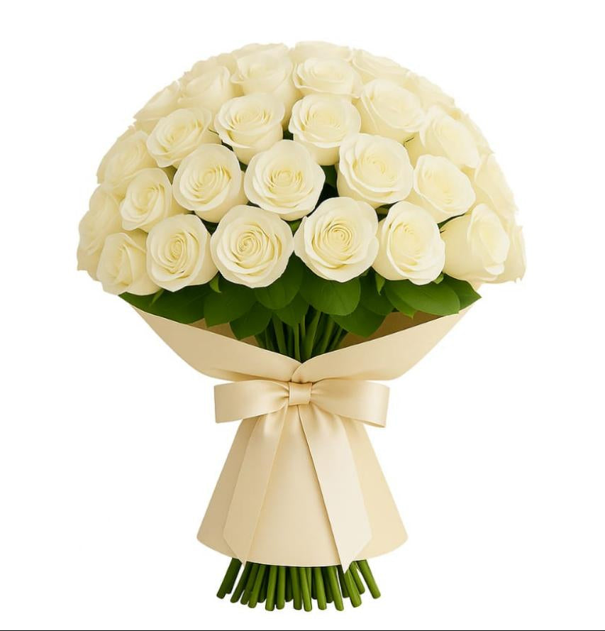 White Roses Bouquet Normal Bunch